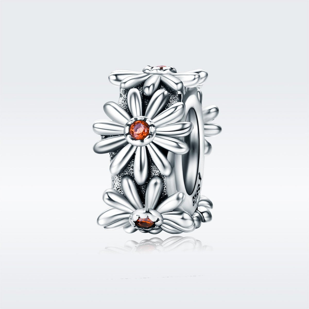Fashion New 100% 925 Sterling Silver Daisy Flower Silicon Spacer Beads fit Charm Bracelet & Necklace DIY Jewelry SCC598