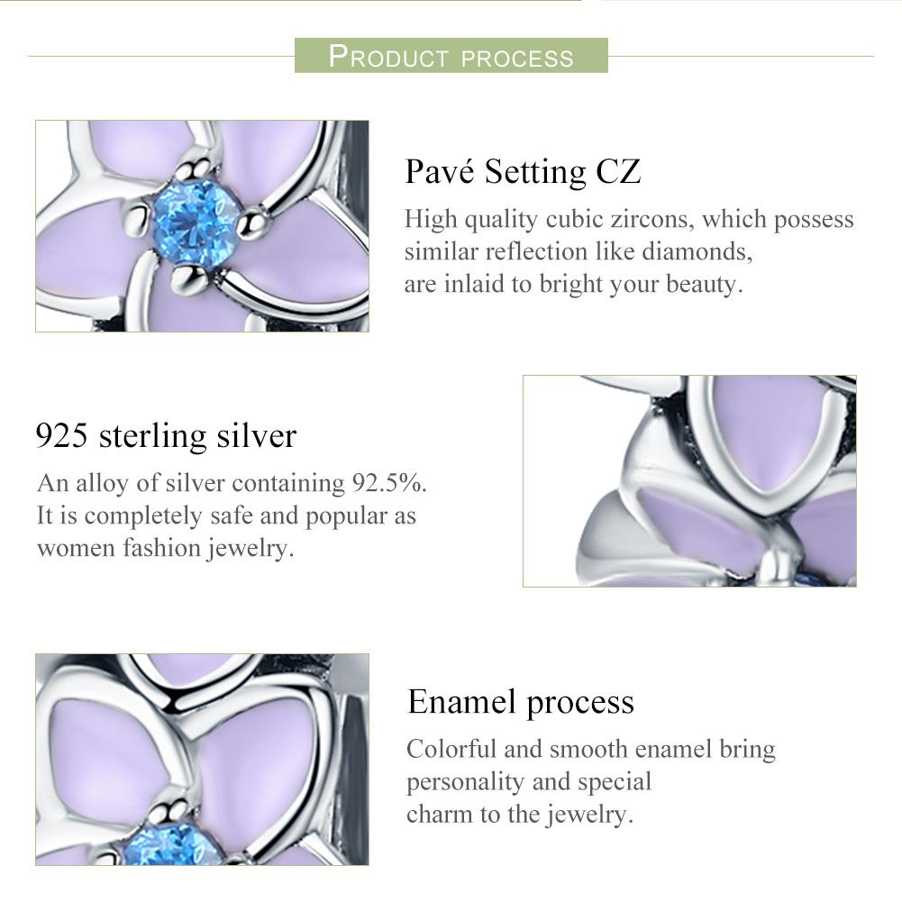Genuine 100% 925 Sterling Silver Spacer Orchid Flower Silicon Beads fit Women Bracelet & Necklace DIY Jewelry SCC601