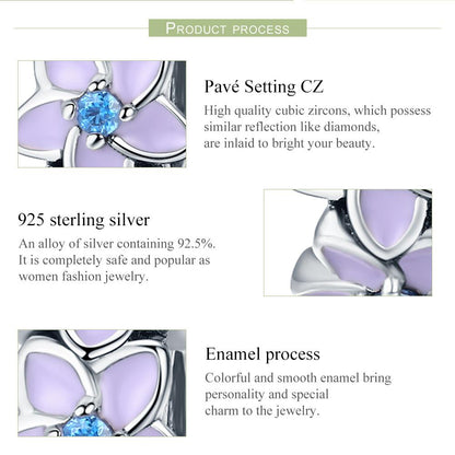 Genuine 100% 925 Sterling Silver Spacer Orchid Flower Silicon Beads fit Women Bracelet & Necklace DIY Jewelry SCC601