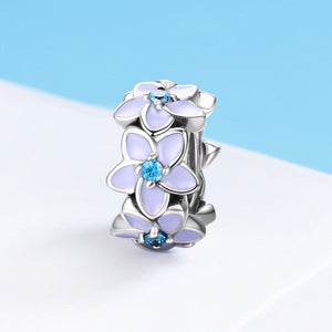 Genuine 100% 925 Sterling Silver Spacer Orchid Flower Silicon Beads fit Women Bracelet & Necklace DIY Jewelry SCC601