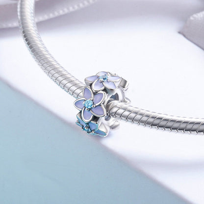 Genuine 100% 925 Sterling Silver Spacer Orchid Flower Silicon Beads fit Women Bracelet & Necklace DIY Jewelry SCC601