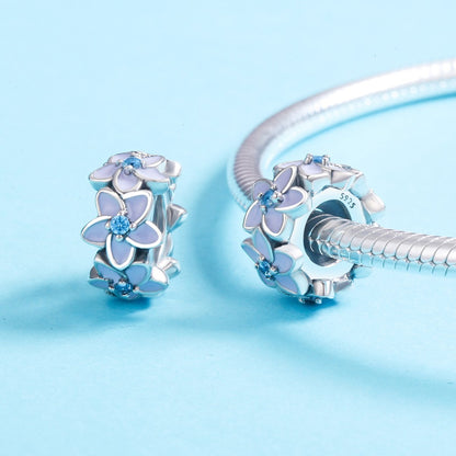 Genuine 100% 925 Sterling Silver Spacer Orchid Flower Silicon Beads fit Women Bracelet & Necklace DIY Jewelry SCC601