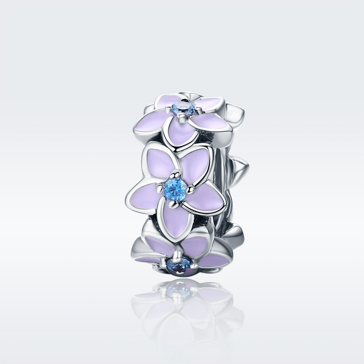 Genuine 100% 925 Sterling Silver Spacer Orchid Flower Silicon Beads fit Women Bracelet & Necklace DIY Jewelry SCC601