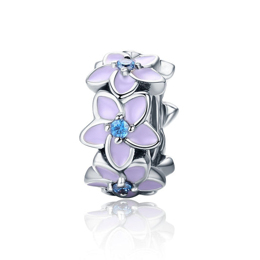 Genuine 100% 925 Sterling Silver Spacer Orchid Flower Silicon Beads fit Women Bracelet & Necklace DIY Jewelry SCC601