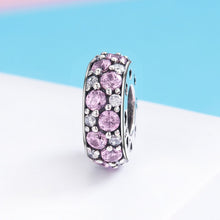 Load image into Gallery viewer, New Authentic 925 Sterling Silver Classic Pink CZ Spacer Charm Beads fit Women Bracelet Bangles DIY Fine Jewelry SCC635