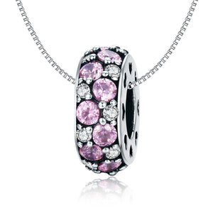 925 Sterling Silver Pink and Clear CZ Spacer