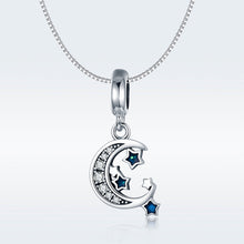 Load image into Gallery viewer, 925 Sterling Silver CZ Sky Moon &amp; Star Dangle Charm