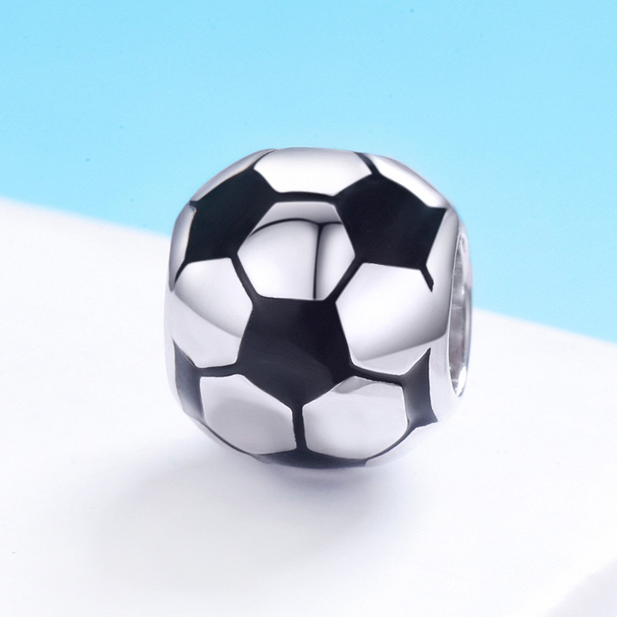 Genuine 100% 925 Sterling Silver Sport Football Love Ball Charm Beads fit Women Bracelet & Necklaces Jewelry SCC666
