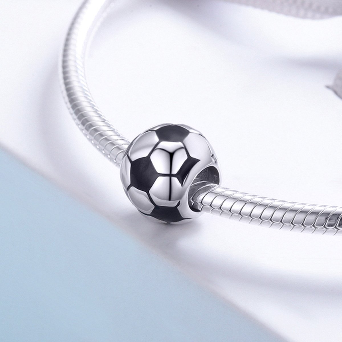 Genuine 100% 925 Sterling Silver Sport Football Love Ball Charm Beads fit Women Bracelet & Necklaces Jewelry SCC666