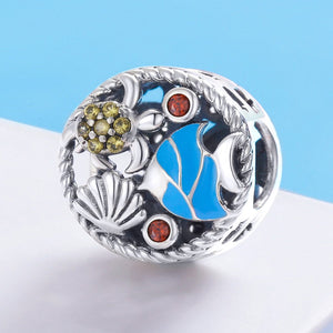 Real 925 Sterling Silver The Undersea World Fish Tortoise Charm Beads fit Women Bracelets & Necklaces DIY Jewelry SCC683