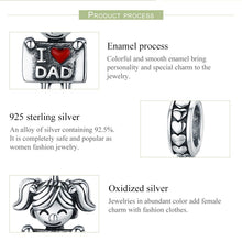 Load image into Gallery viewer, Authentic 925 Sterling Silver I Love Dad Mom Lovely Girl Charm Pendant fit Charm Bracelet &amp; Necklaces Jewelry SCC690