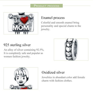 100% Authentic 925 Sterling Silver I Love Dad Lovely Boy Charm Pendant fit Charm Bracelet & Necklaces Jewelry SCC691