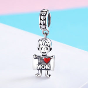 100% Authentic 925 Sterling Silver I Love Dad Lovely Boy Charm Pendant fit Charm Bracelet & Necklaces Jewelry SCC691