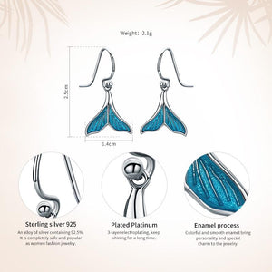 925 Sterling Silver Ocean Sea Whale's Tail Drop Earrings for Women Sterling Silver Jewelry SCE065
