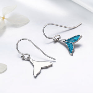 925 Sterling Silver Ocean Sea Whale's Tail Drop Earrings for Women Sterling Silver Jewelry SCE065