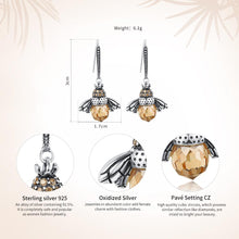 Load image into Gallery viewer, 925 Sterling Silver Lovely Orange Bee Animal Drop Earrings for Women Fine Jewelry Gift SCE149