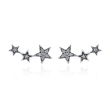 Load image into Gallery viewer, Authentic 925 Sterling Silver Sparkling CZ Exquisite Stackable Star Stud Earrings for Women Fine Jewelry Gift SCE175