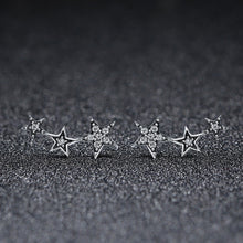 Load image into Gallery viewer, Authentic 925 Sterling Silver Sparkling CZ Exquisite Stackable Star Stud Earrings for Women Fine Jewelry Gift SCE175