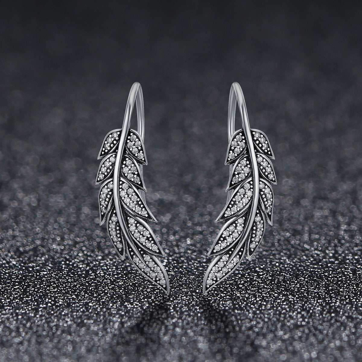 Authentic 925 Sterling Silver Vintage Feather Wings Long Drop Earrings for Women Sterling Silver Jewelry Brincos SCE215