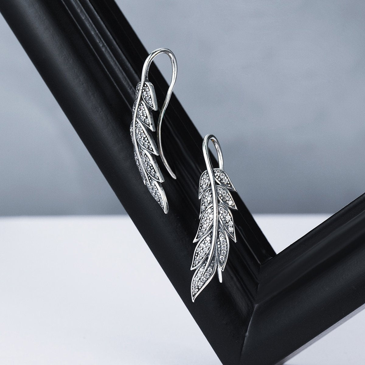 Authentic 925 Sterling Silver Vintage Feather Wings Long Drop Earrings for Women Sterling Silver Jewelry Brincos SCE215