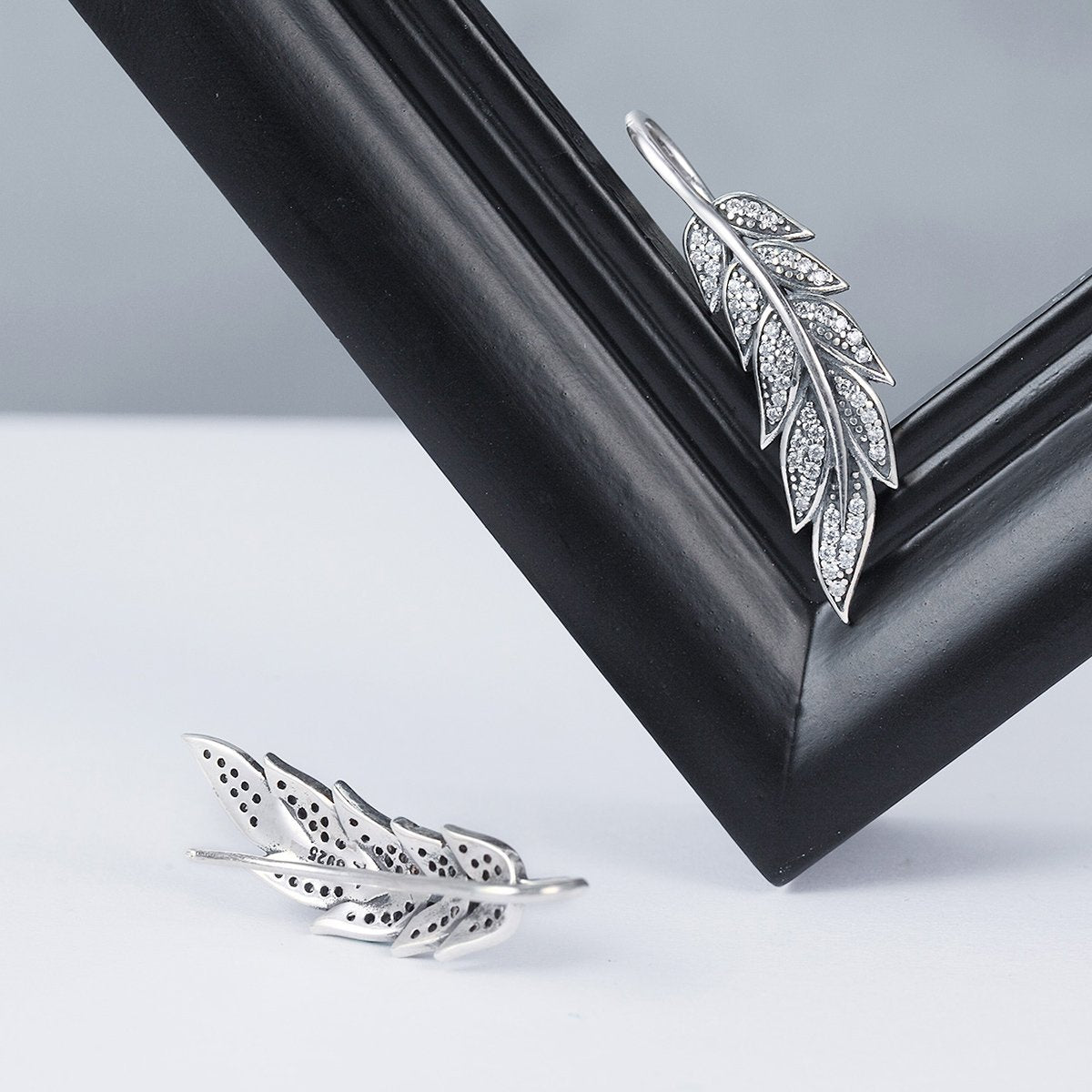 Authentic 925 Sterling Silver Vintage Feather Wings Long Drop Earrings for Women Sterling Silver Jewelry Brincos SCE215