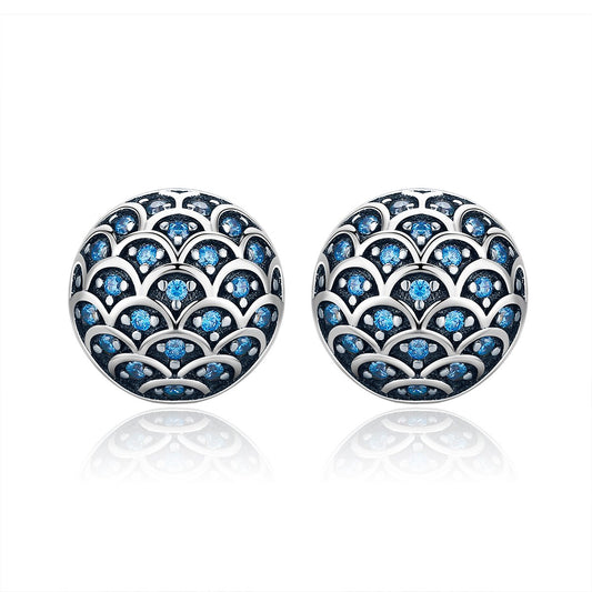 Genuine 100% 925 Sterling Silver Legend Of The Sea Clear CZ Small Stud Earrings for Women Sterling Silver Jewelry SCE239
