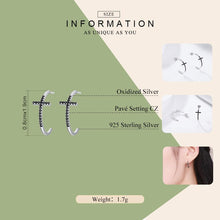 Load image into Gallery viewer, Popular 100% 925 Sterling Silver Classic Cross Black CZ Drop Earrings for Women Sterling Silver Jewelry Brincos SCE262