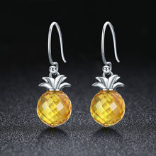 Load image into Gallery viewer, 100% 925 Sterling Silver Hanging Pineapple Crystal Hanging Drop Earrings for Women Sterling Silver Jewelry Gift SCE265