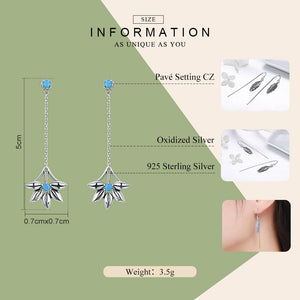 100% 925 Sterling Silver Daisy Flower Long Tassel Drop Earrings for Women Fashion Vintage Earrings Jewelry Brincos SCE279