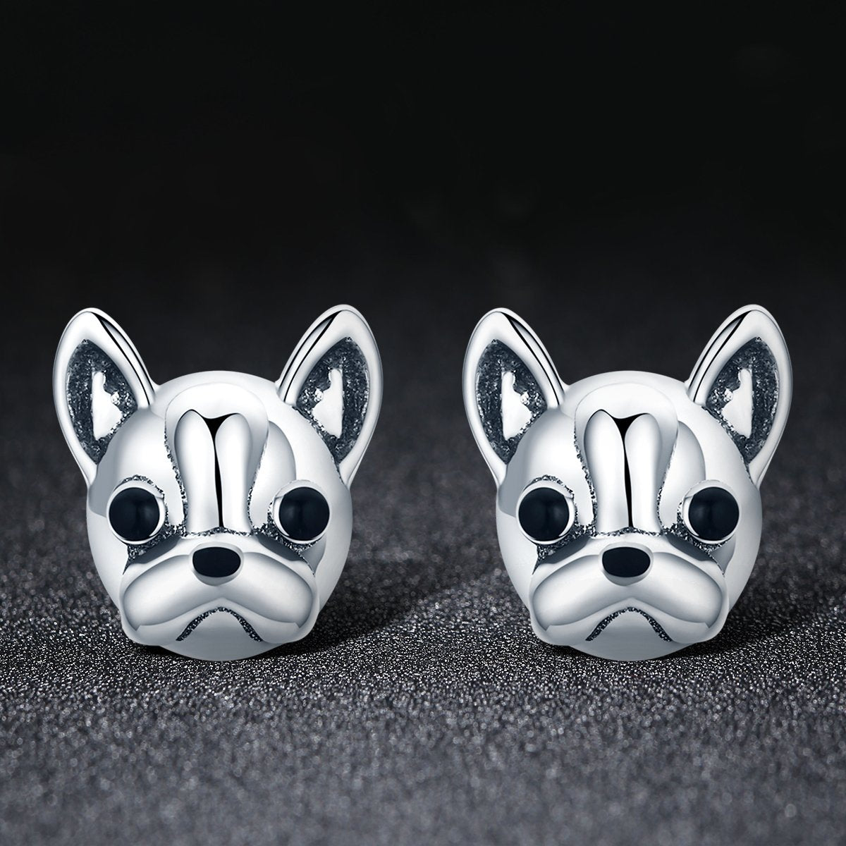 100% 925 Sterling Silver Loyal Partners French Bulldog Dog Animal Small Stud Earrings for Women Oorbellen Jewelry SCE283