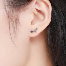 Load image into Gallery viewer, Authentic 925 Sterling Silver Stackable Star Black CZ Stud Earrings for Women Sterling Silver Jewelry Bijoux SCE292