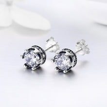 Load image into Gallery viewer, High Quality 100% 925 Sterling Silver Princess Crown Luminous Clear CZ Stud Earrings for Women Fashion Jewelry SCE311