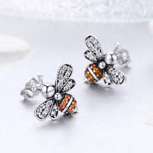 Load image into Gallery viewer, 100% 925 Sterling Silver Bee Story Clear CZ Exquisite Stud Earrings for Women Fashion Silver Jewelry SCE344