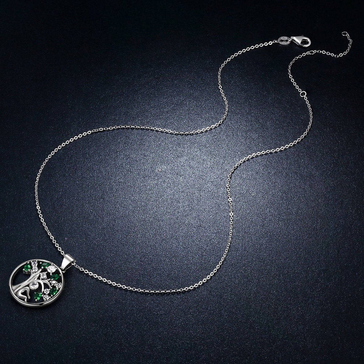925 Sterling Silver Rely Tree of Life Pendant Necklaces Clear Grean Cubic Zircon Women Fashion Jewelry SCN094