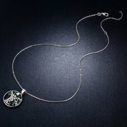 925 Sterling Silver Rely Tree of Life Pendant Necklaces Clear Grean Cubic Zircon Women Fashion Jewelry SCN094