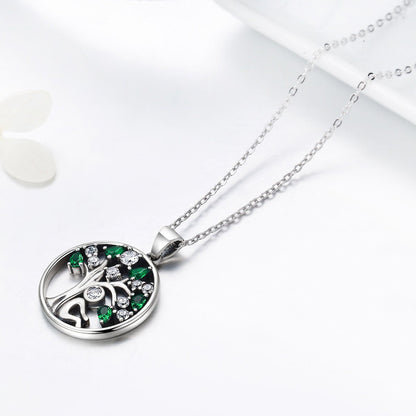 925 Sterling Silver Rely Tree of Life Pendant Necklaces Clear Grean Cubic Zircon Women Fashion Jewelry SCN094