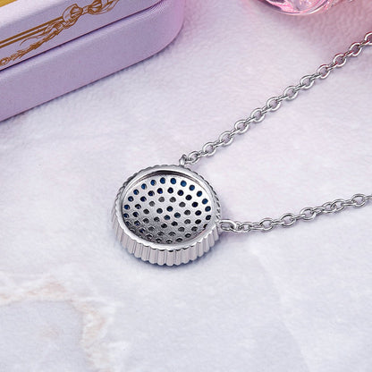 925 Sterling Silver Round Blue Crystal Lucky Blue Eyes Women Pendant Necklaces Fine Jewelry SCN099