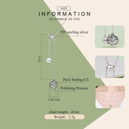 Genuine 925 Sterling Silver Tree of Life & House Letter Link Chain Necklaces & Pendants Authentic Silver Jewelry SCN106