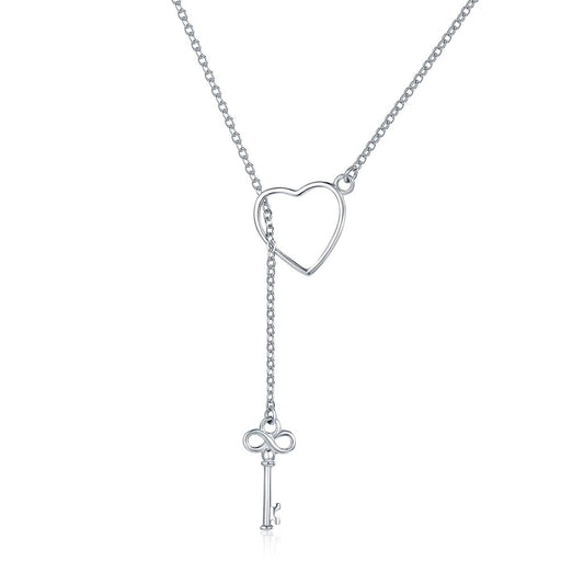 Key of Heart Lock Link Necklace 50cm