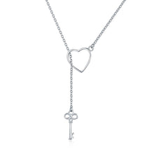 Load image into Gallery viewer, 925 Sterling Silver Key of Heart Lock Link Necklace 50cm