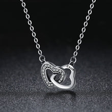 Load image into Gallery viewer, Valentine Day Gift 925 Sterling Silver Connected Heart Couple Heart Pendant Necklace for Girlfriend Silver Jewelry SCN181