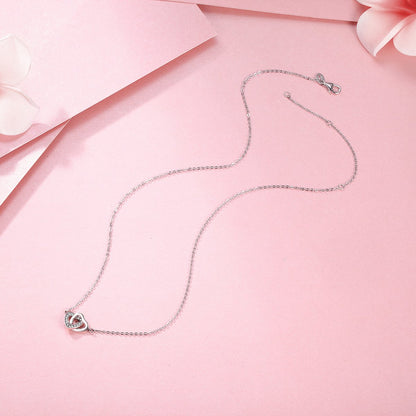 Valentine Day Gift 925 Sterling Silver Connected Heart Couple Heart Pendant Necklace for Girlfriend Silver Jewelry SCN181
