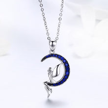 Load image into Gallery viewer, Hot Sale 100% 925 Sterling Silver Lucky Fairy in Blue Moon Pendant Necklaces Women Sterling Silver Jewelry Gift SCN244