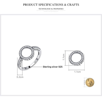 925 Sterling Silver Forever Clear CZ Circle Round Finger Rings for Women Wedding Engagement Jewelry SCR041