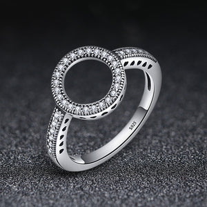 925 Sterling Silver Forever Clear CZ Circle Round Finger Rings for Women Wedding Engagement Jewelry SCR041