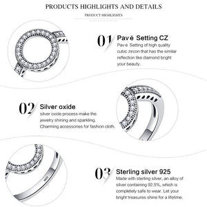 925 Sterling Silver Forever Clear CZ Circle Round Finger Rings for Women Wedding Engagement Jewelry SCR041