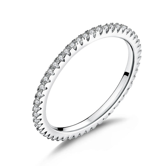 925 Sterling Silver Circle Clear Cubic Zircon Geometric Stackable Promise Rings for Women Wedding Jewelry Gift SCR066