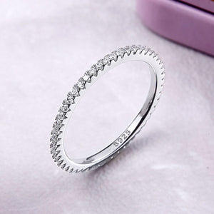 925 Sterling Silver Circle Clear Cubic Zircon Geometric Stackable Promise Rings for Women Wedding Jewelry Gift SCR066