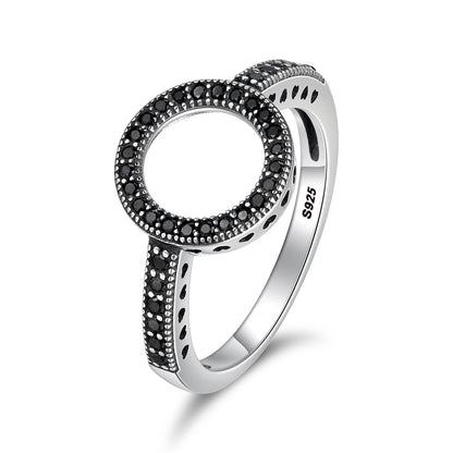 2018 HOT SELL 100% Genuine 925 Sterling Silver Forever Clear CZ Circle Round Finger Rings for Women Jewelry SCR112