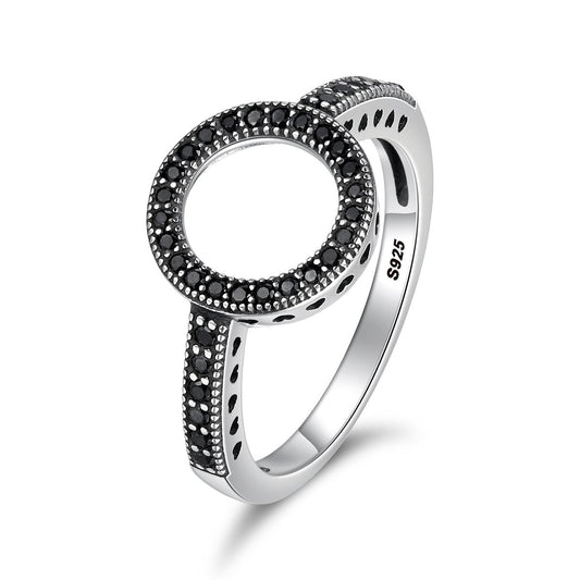 2018 HOT SELL 100% Genuine 925 Sterling Silver Forever Clear CZ Circle Round Finger Rings for Women Jewelry SCR112